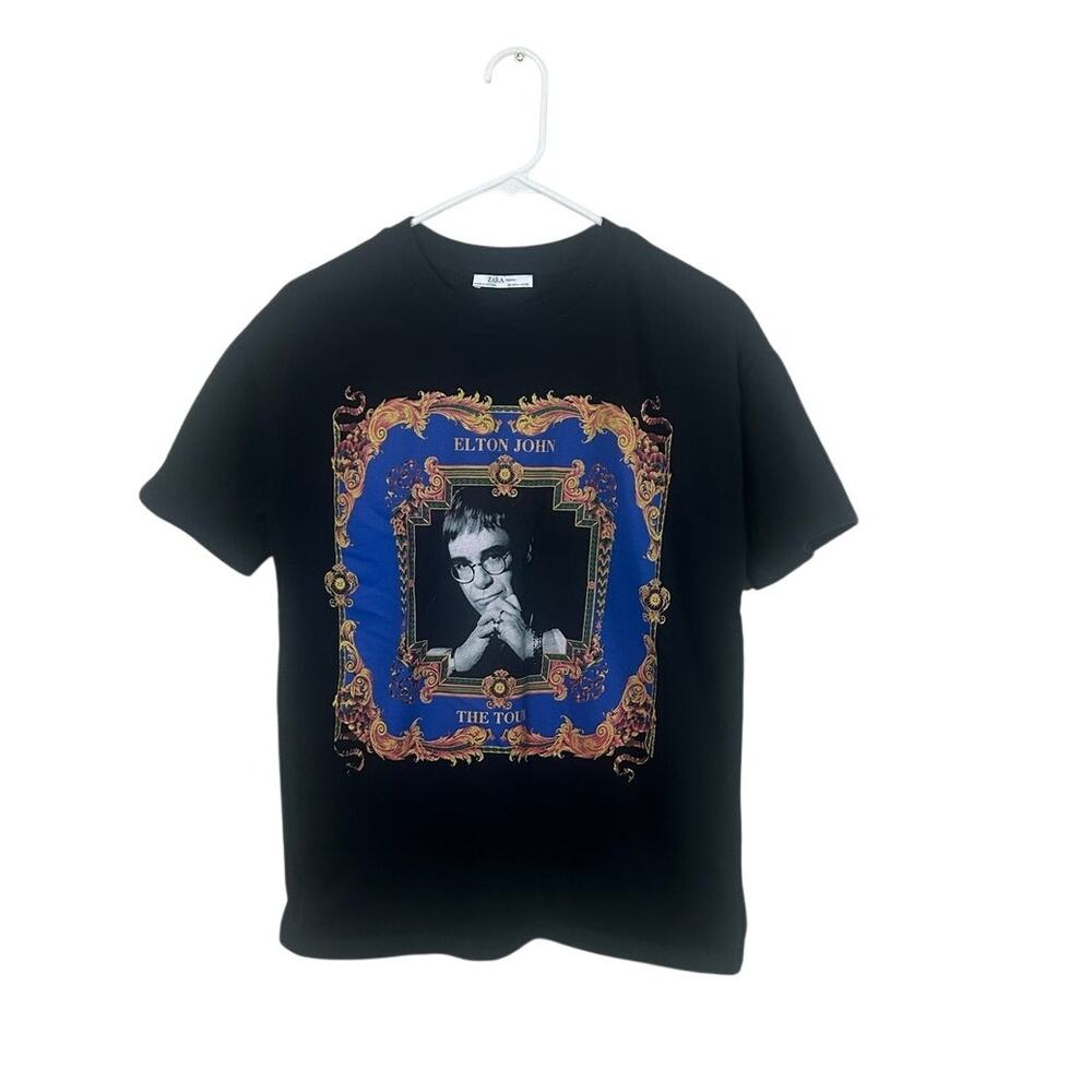 Zara Elton John Black Band Tee size M